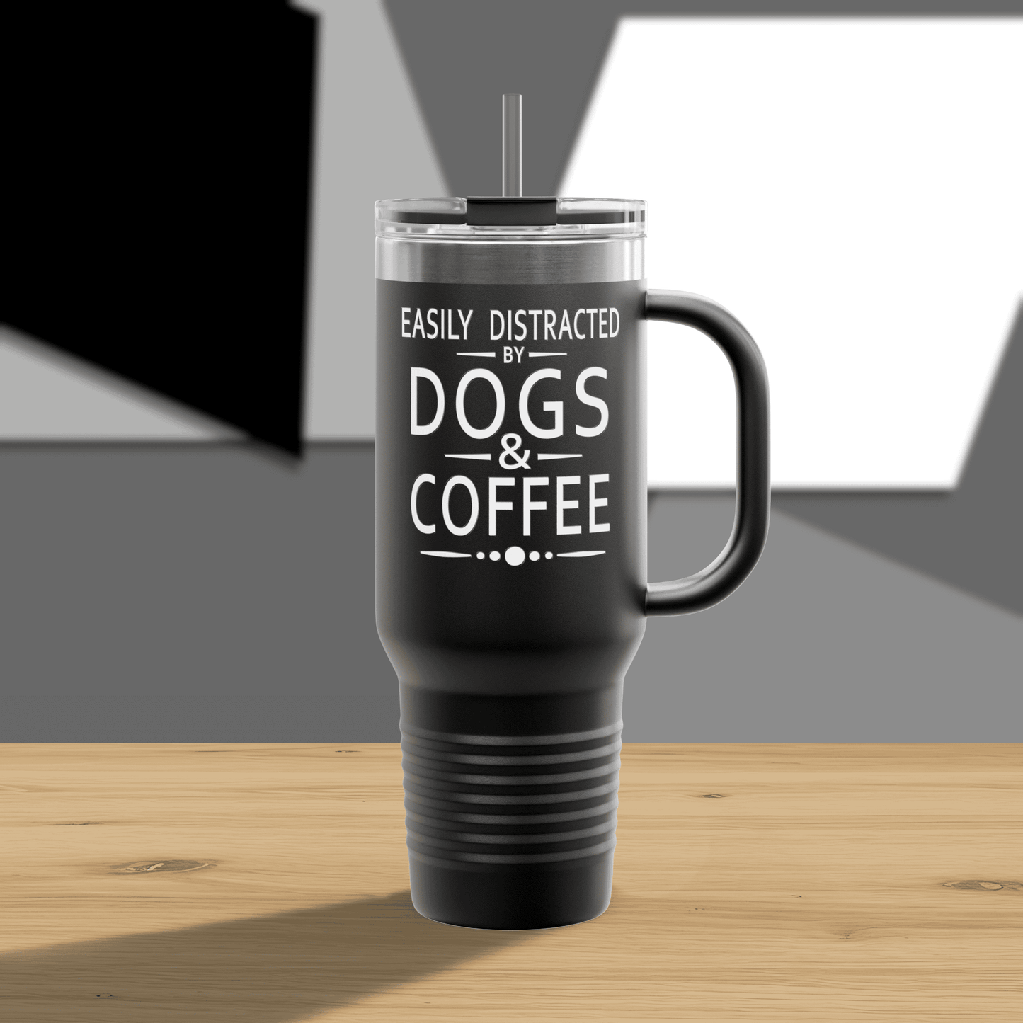 Easily Distracted by Dogs & Coffee - Golden Retriever - 40oz Insulated Travel Mug - Right Hand