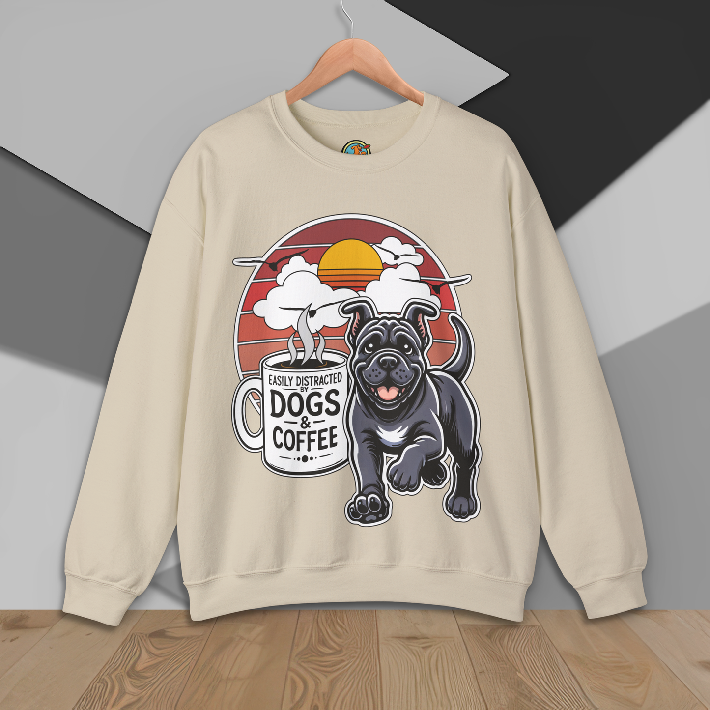 Easily Distracted by Dogs & Coffee - Kane Corso - Gildan 18000 Unisex Sweatshirt