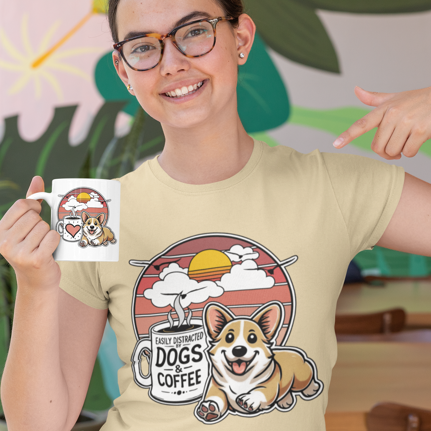 Easily Distracted by Dogs & Coffee - Corgi - 11oz Mug – Right Hand
