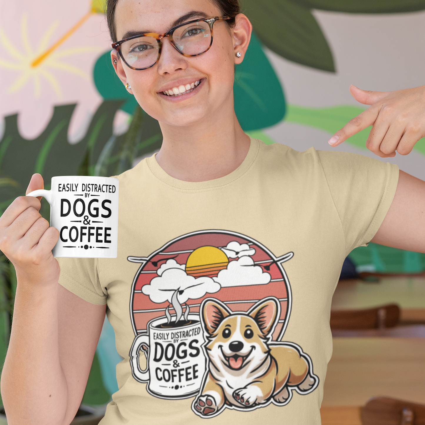 Easily Distracted by Dogs & Coffee - Corgi - 11oz Mug – Left Hand