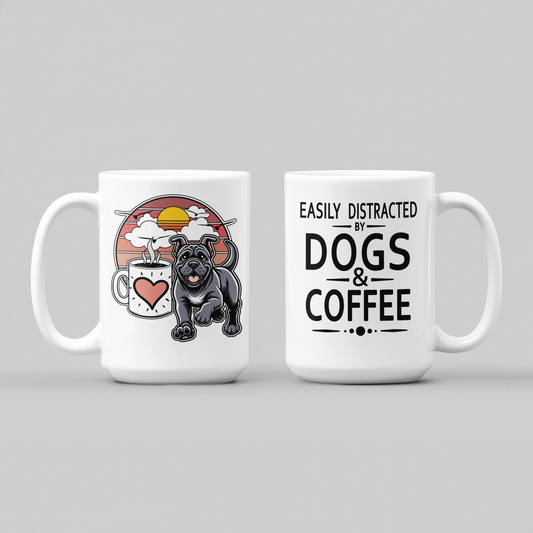 Easily Distracted by Dogs & Coffee - Kane Corso - 15oz Mug – Right Hand