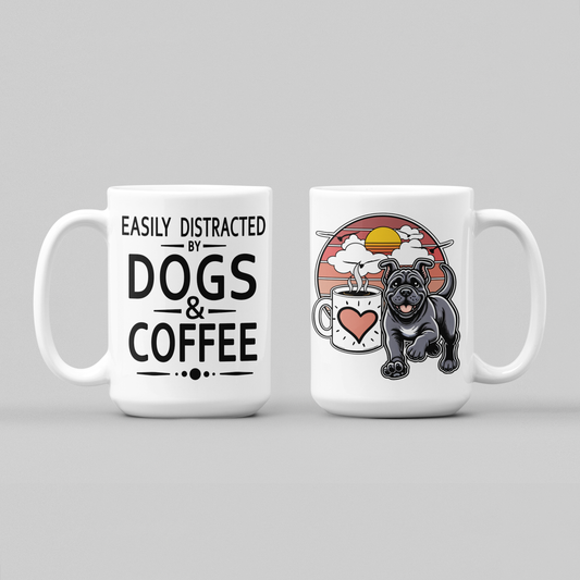 Easily Distracted by Dogs & Coffee - Kane Corso - 15oz Mug – Left Hand