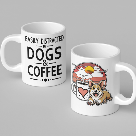 Easily Distracted by Dogs & Coffee - Corgi - 11oz Mug – Left Hand