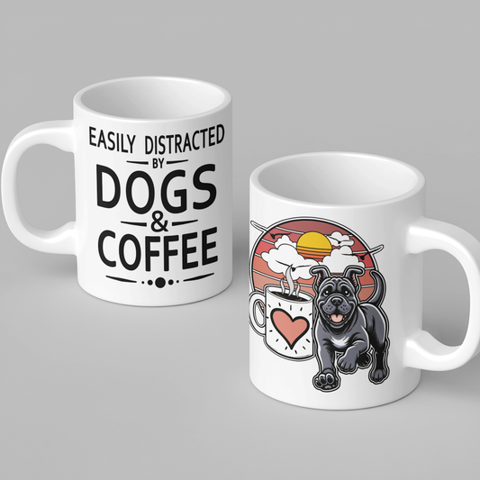 Easily Distracted by Dogs & Coffee - Kane Corso - 11oz Mug – Left Hand