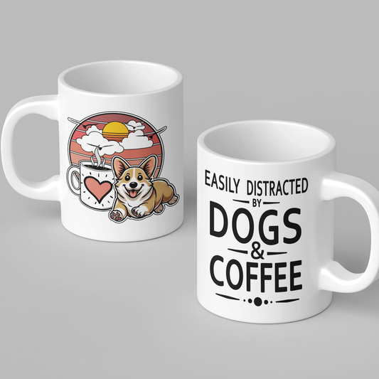 Easily Distracted by Dogs & Coffee - Corgi - 11oz Mug – Right Hand