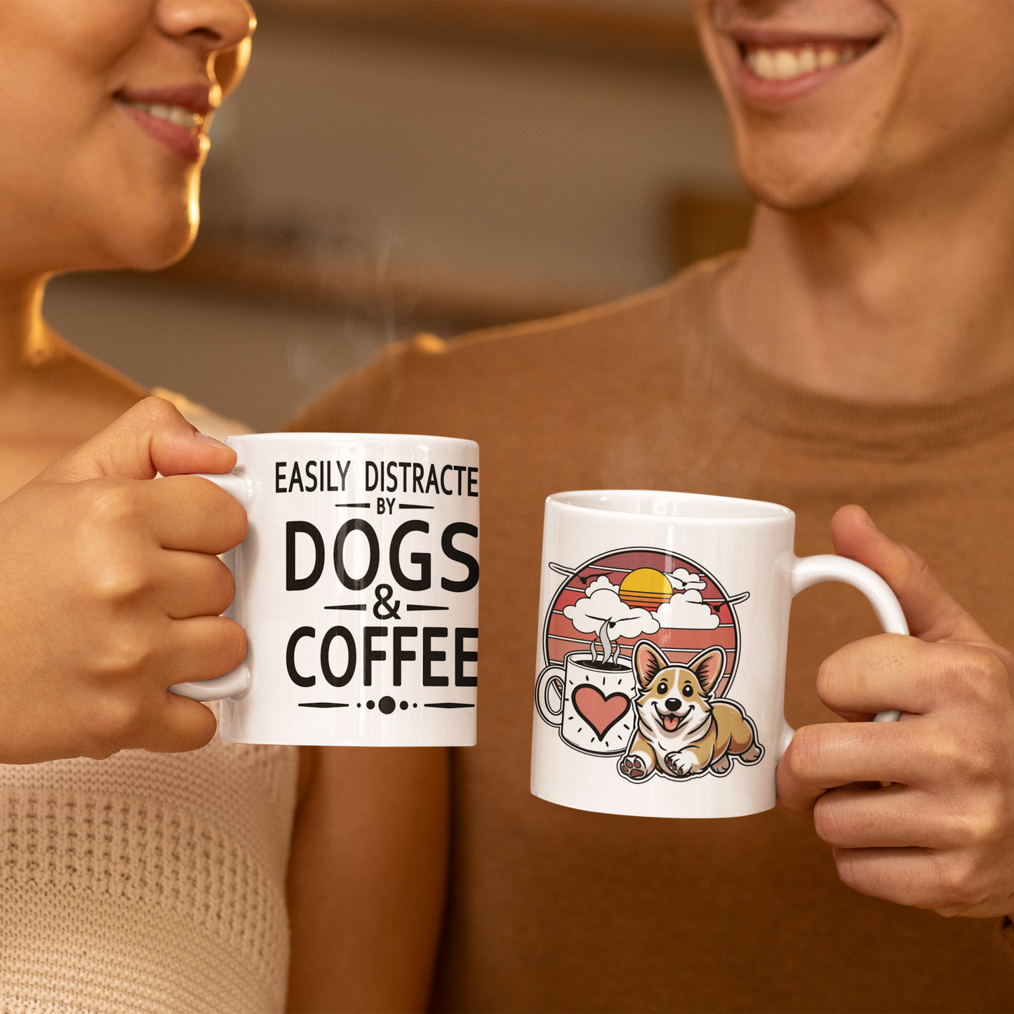 Easily Distracted by Dogs & Coffee - Corgi - 11oz Mug – Left Hand