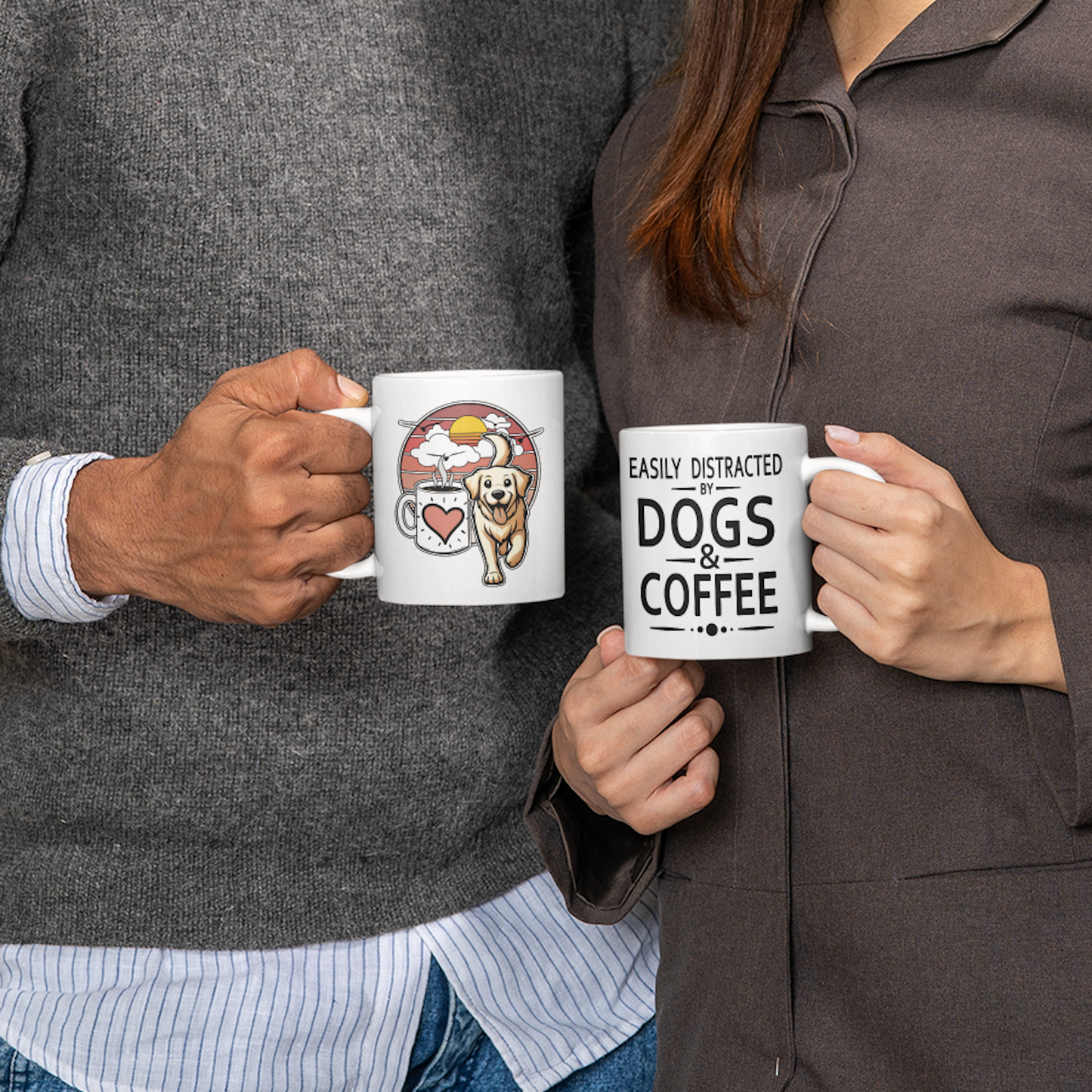 Easily Distracted by Dogs & Coffee - Golden Retriever - 11oz Mug – Right Hand