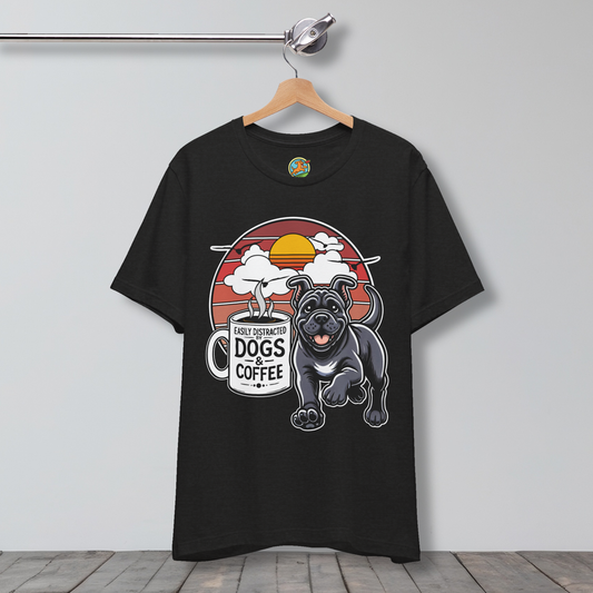Easily Distracted by Dogs & Coffee – Kane Corso - Bella&Canvas 3001 T-Shirt
