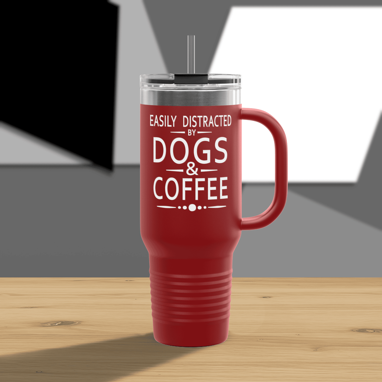 Easily Distracted by Dogs & Coffee - Golden Retriever - 40oz Insulated Travel Mug - Right Hand